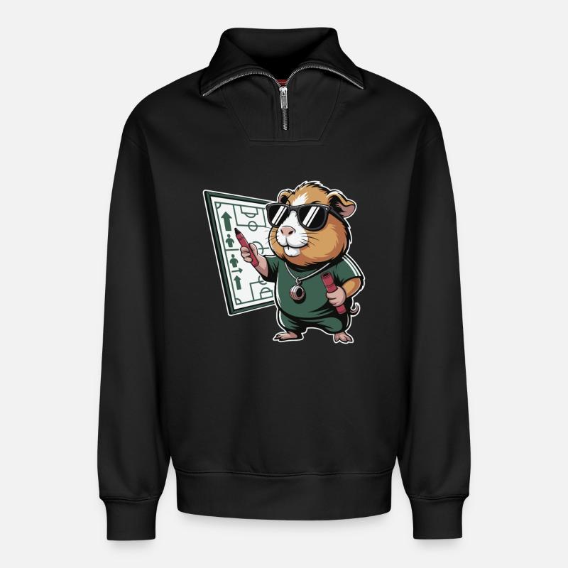 Hamster Coach mit Spielplan - Relaxed Unisex Organic Half Zip Sweatshirt – von SPREAD - Schwarz