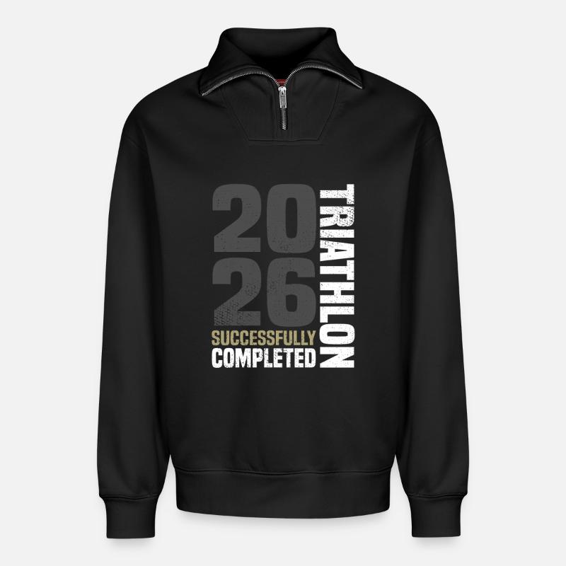 Triathlon 2026 - Relaxed Unisex Organic Half Zip Sweatshirt – von SPREAD - Schwarz