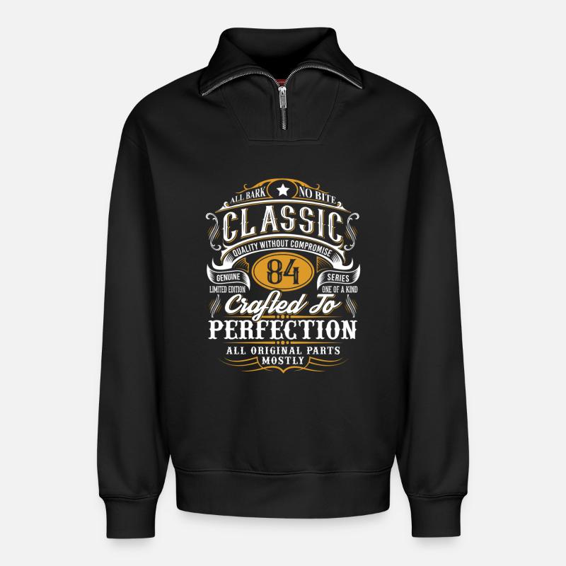84th Birthday - Relaxed Unisex Organic Half Zip Sweatshirt – by SPREAD - black
