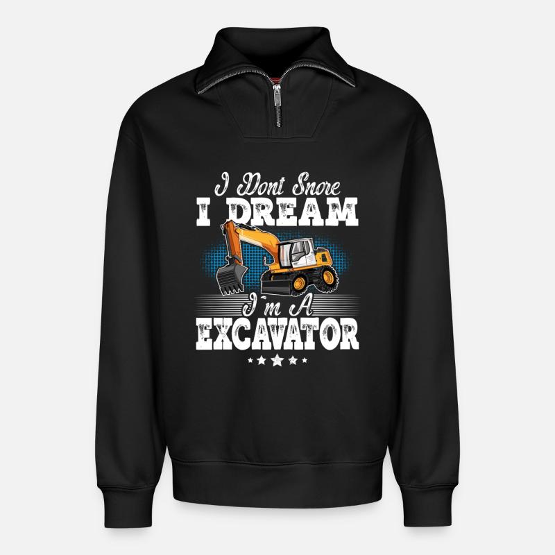 Excavator Operator - Relaxed Unisex Organic Half Zip Sweatshirt – by SPREAD - black