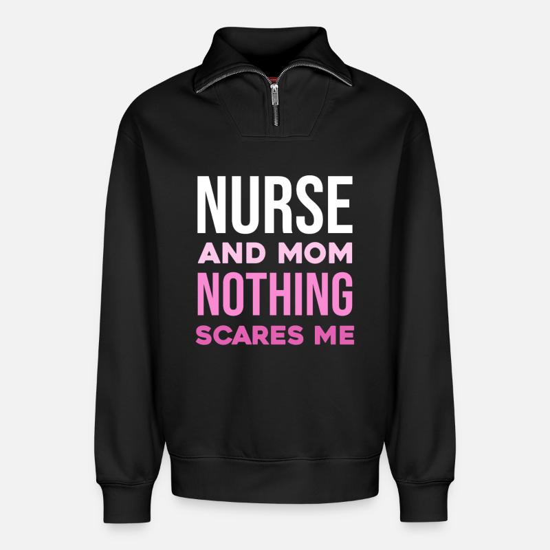 Krankenschwester und Mutter: Unerschrocken - Relaxed Unisex Organic Half Zip Sweatshirt – von SPREAD - Schwarz