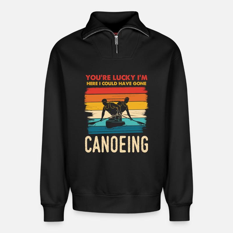 Kanu Spruch Regenbogen Stil - Relaxed Unisex Organic Half Zip Sweatshirt – von SPREAD - Schwarz