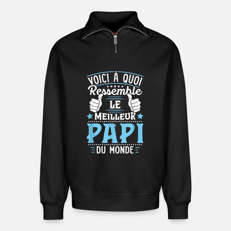 Bester Vater der Welt - Relaxed Unisex Organic Half Zip Sweatshirt – von SPREAD - Schwarz