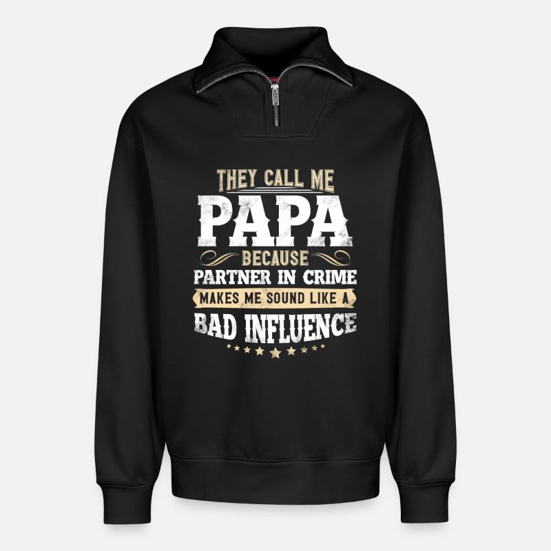 Papa - Relaxed Unisex Organic Half Zip Sweatshirt – von SPREAD - Schwarz