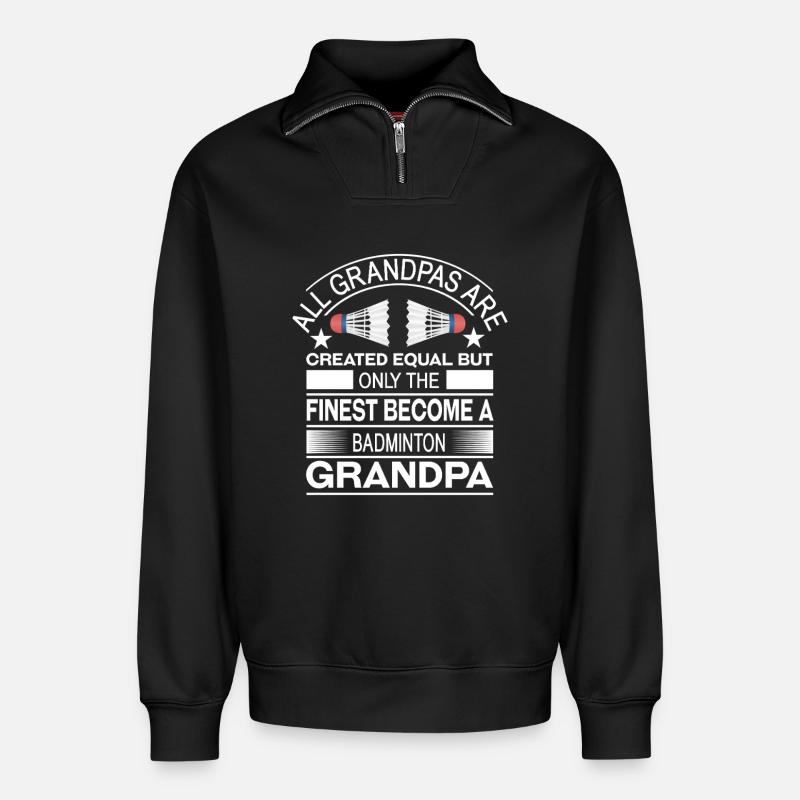 Badminton - Relaxed Unisex Organic Half Zip Sweatshirt – von SPREAD - Schwarz