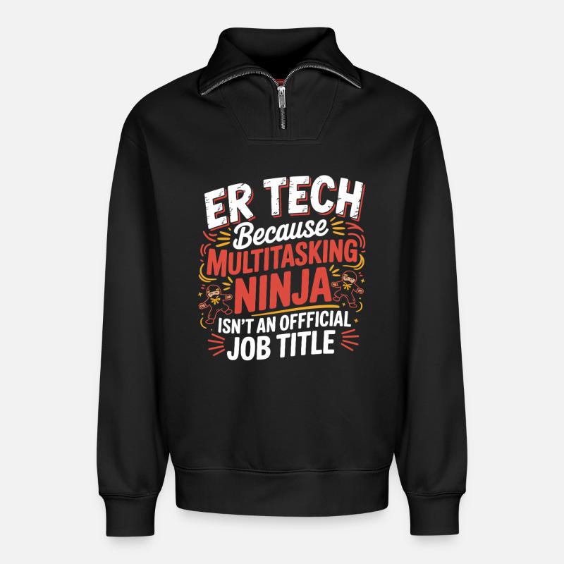 Tech Ninja: Multitasking Humor - Relaxed Unisex Organic Half Zip Sweatshirt – von SPREAD - Schwarz