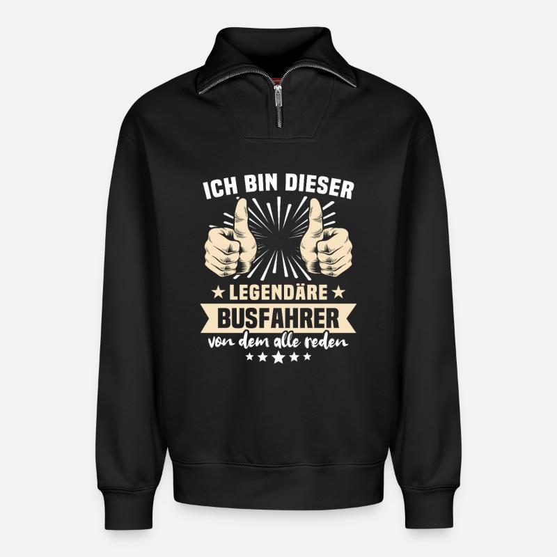 Busfahrer Sprüche - Relaxed Unisex Organic Half Zip Sweatshirt – von SPREAD - Schwarz