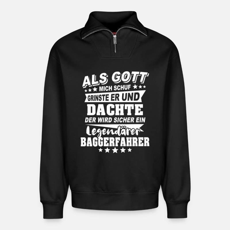 Baggerfahrer - Relaxed Unisex Organic Half Zip Sweatshirt – von SPREAD - Schwarz