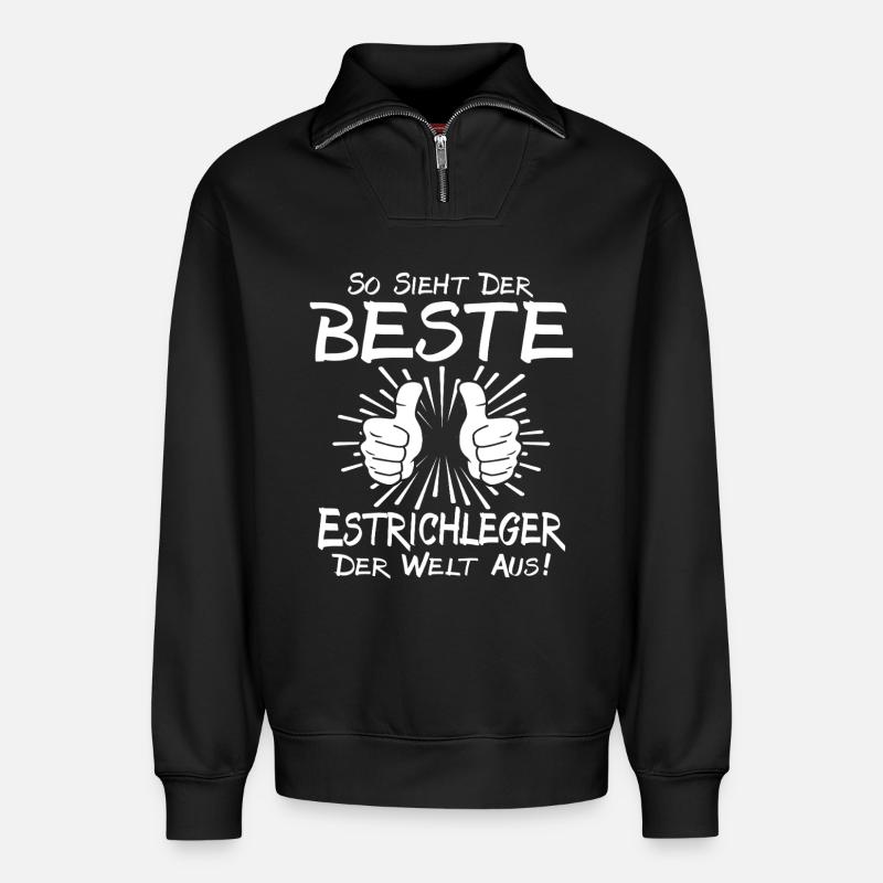 Bester Estrichleger - Relaxed Unisex Organic Half Zip Sweatshirt – von SPREAD - Schwarz