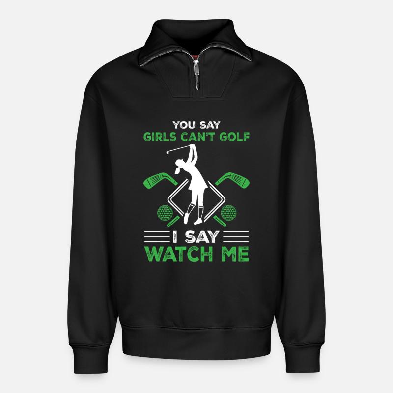 Golf - Relaxed Unisex Organic Half Zip Sweatshirt – von SPREAD - Schwarz