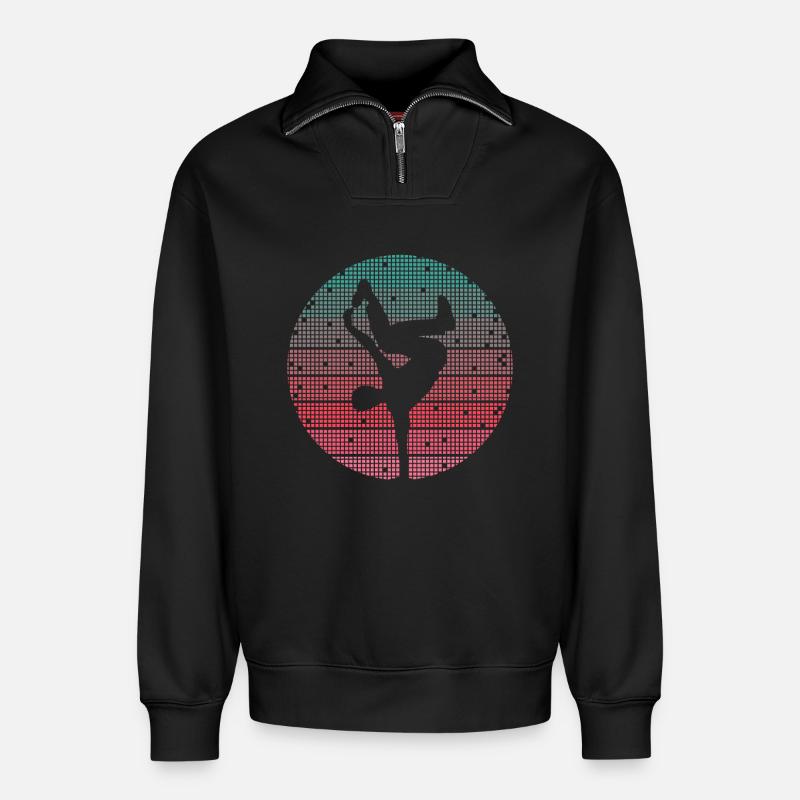 Breakdance Danse Breakdancer Breakdancer Rétro Breakdancer - Sweat unisexe décontracté en coton biologique à demi-zip – de SPREAD - noir