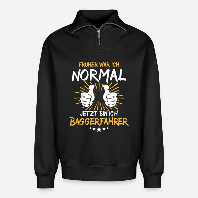 Baggerfahrer Spruch - Relaxed Unisex Organic Half Zip Sweatshirt – von SPREAD - Schwarz