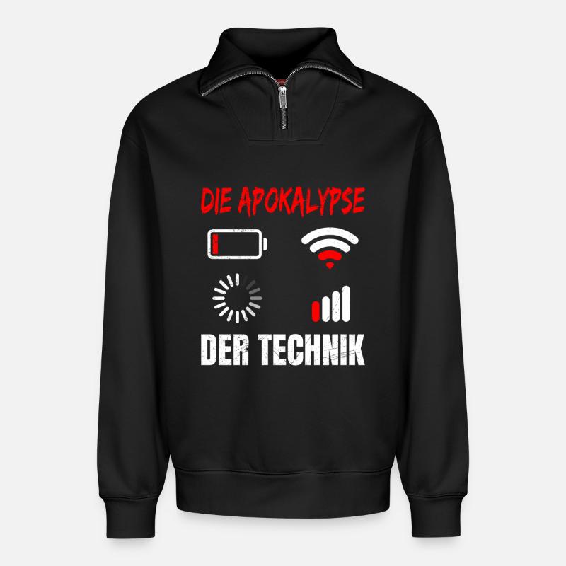 Coder DIE APOKALYPSE DER TECHNIK LUSTIG - Relaxed Unisex Organic Half Zip Sweatshirt – von SPREAD - Schwarz