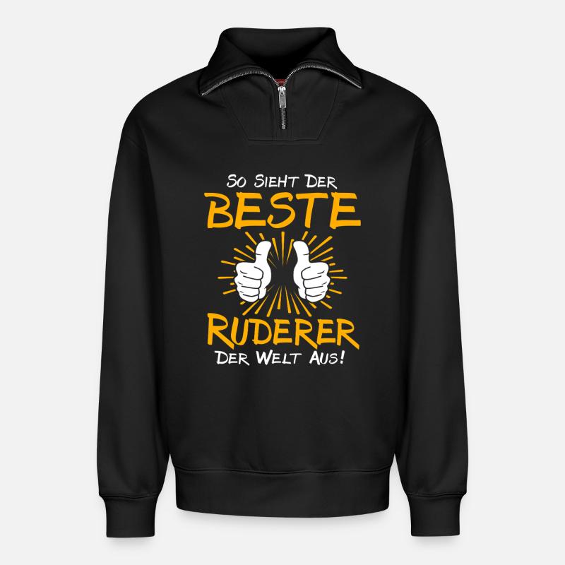 Ruderer Geschenkidee - Relaxed Unisex Organic Half Zip Sweatshirt – von SPREAD - Schwarz