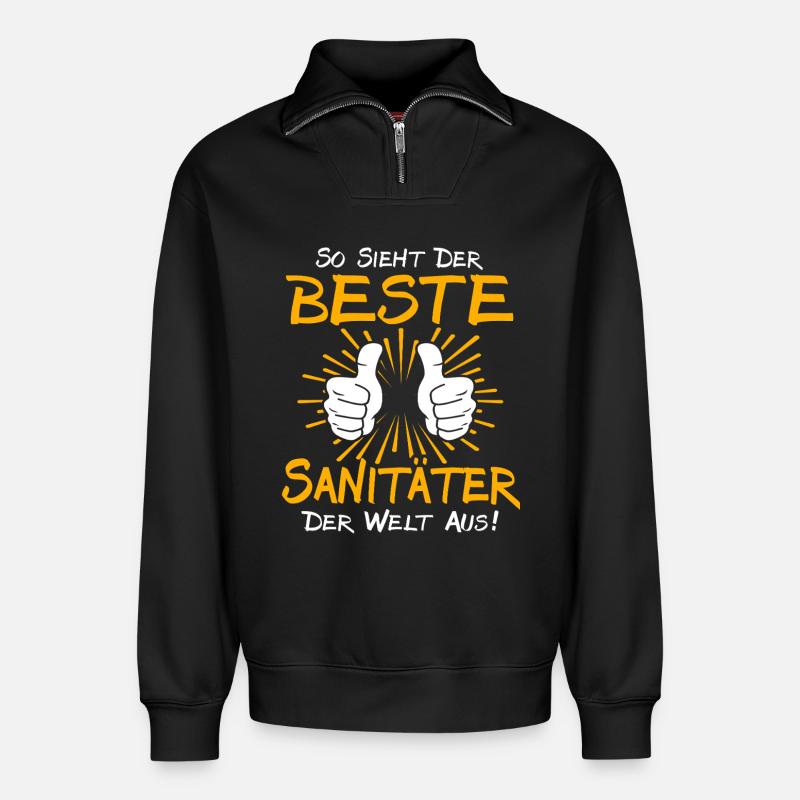Sanitäter Geschenkidee - Relaxed Unisex Organic Half Zip Sweatshirt – von SPREAD - Schwarz