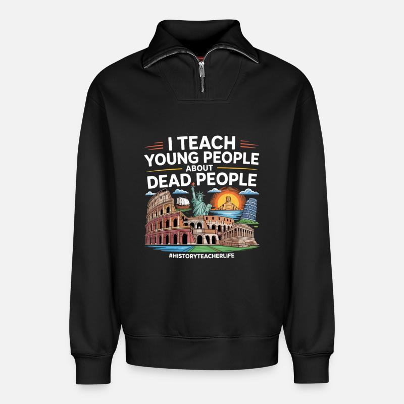 Geschichte - Relaxed Unisex Organic Half Zip Sweatshirt – von SPREAD - Schwarz