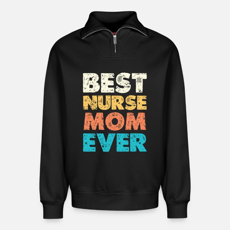 Beste Krankenschwester Mama - Relaxed Unisex Organic Half Zip Sweatshirt – von SPREAD - Schwarz