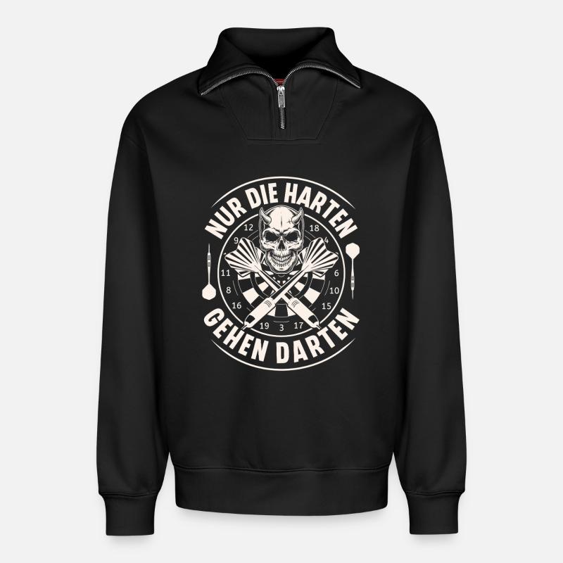 Darts - Relaxed Unisex Organic Half Zip Sweatshirt – von SPREAD - Schwarz