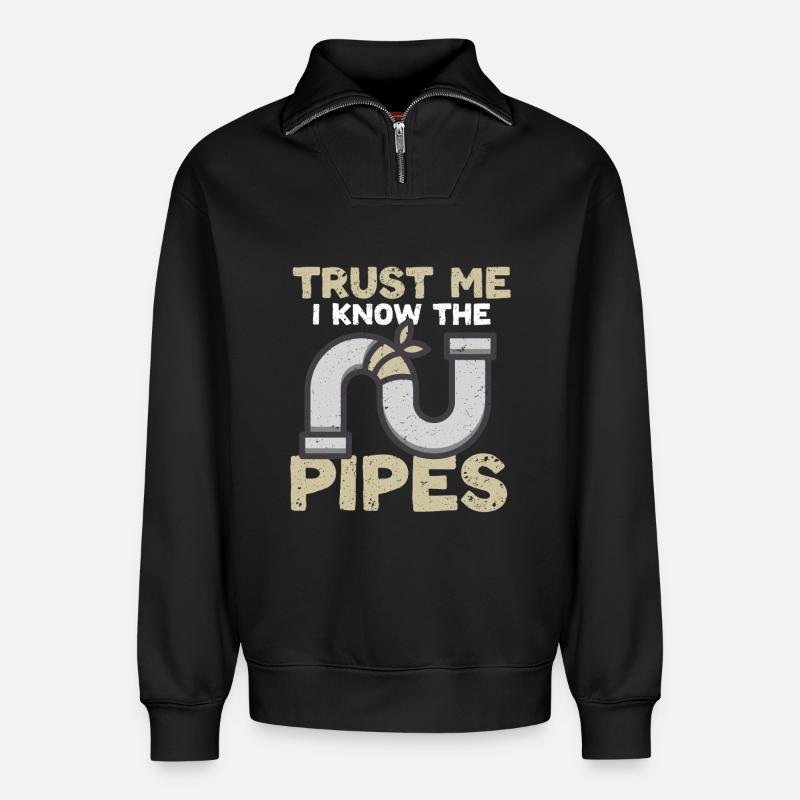 Pipe Layer Pipeline Builder - Relaxed Unisex Organic Half Zip Sweatshirt – by SPREAD - black