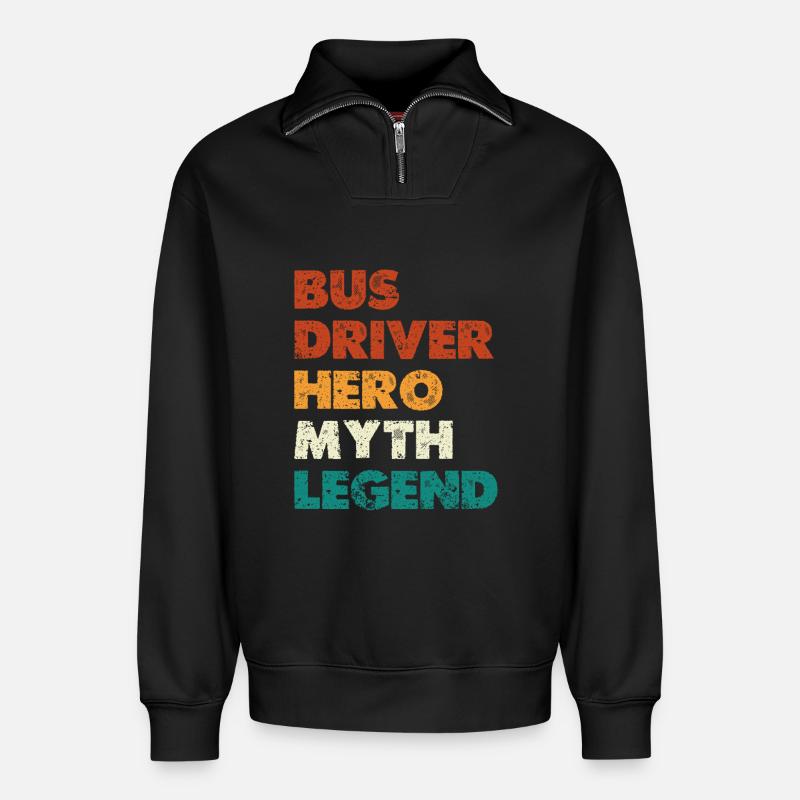 Busfahrer Held Mythos Legende - Relaxed Unisex Organic Half Zip Sweatshirt – von SPREAD - Schwarz