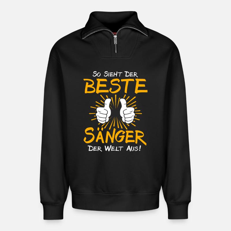 Sänger Geschenkidee - Relaxed Unisex Organic Half Zip Sweatshirt – von SPREAD - Schwarz