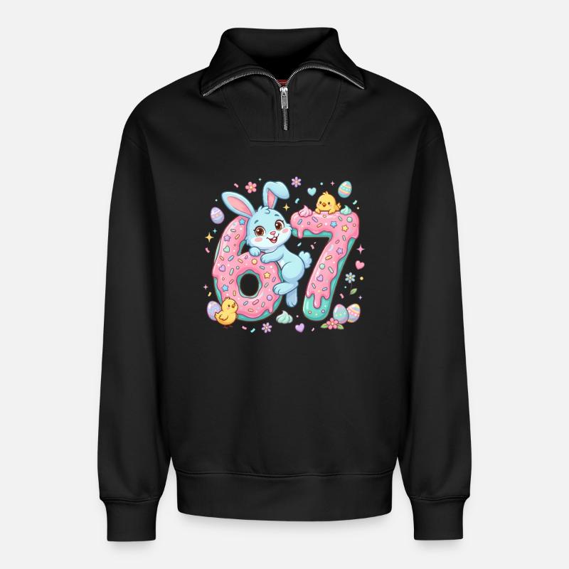 67 Easter - Relaxed Unisex Organic Half Zip Sweatshirt – by SPREAD - black