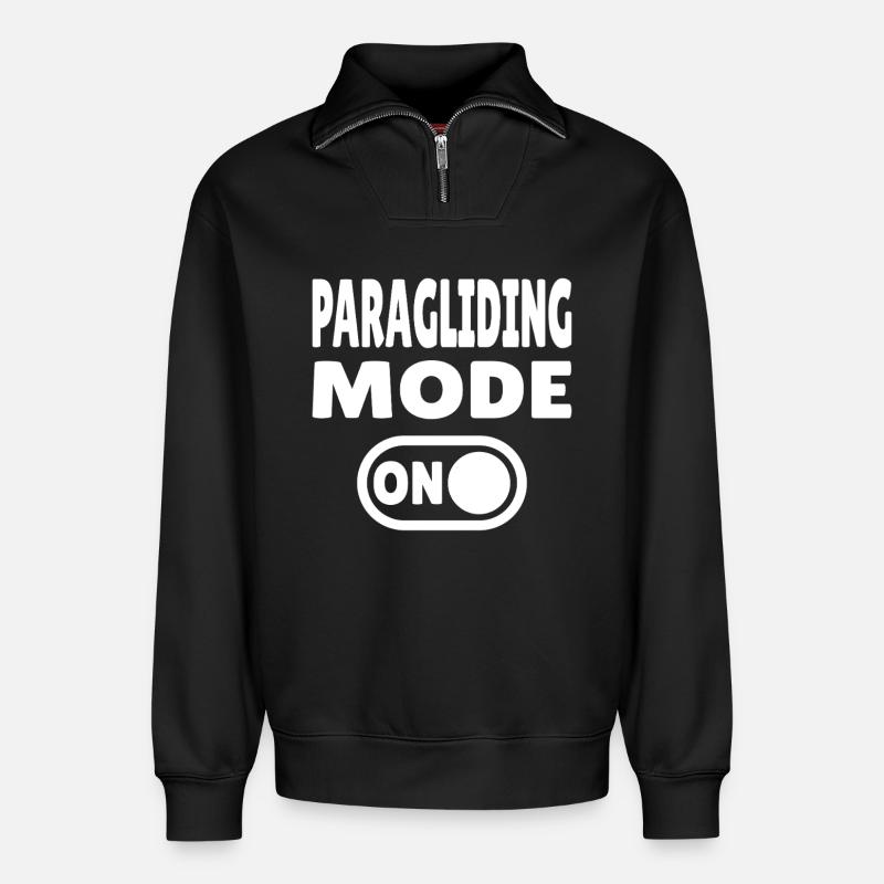 Paragliding Mode ON – Gleitschirmfreiheit - Relaxed Unisex Organic Half Zip Sweatshirt – von SPREAD - Schwarz