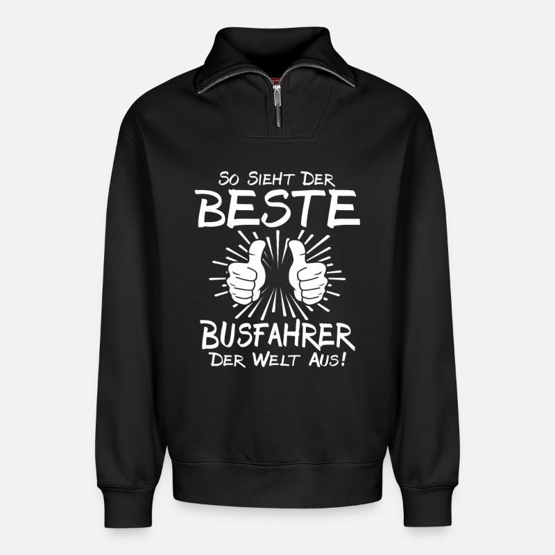 Bester Busfahrer - Relaxed Unisex Organic Half Zip Sweatshirt – von SPREAD - Schwarz