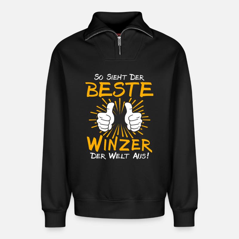 Winzer Geschenkidee - Relaxed Unisex Organic Half Zip Sweatshirt – von SPREAD - Schwarz