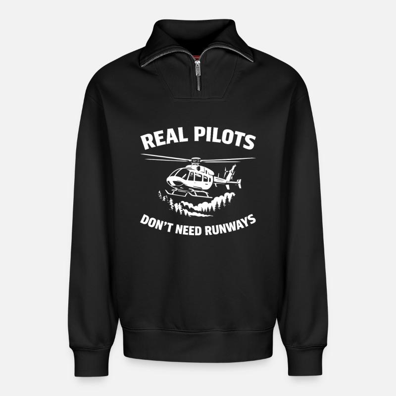 Hubschrauberpilot Helikopterpilot - Relaxed Unisex Organic Half Zip Sweatshirt – von SPREAD - Schwarz