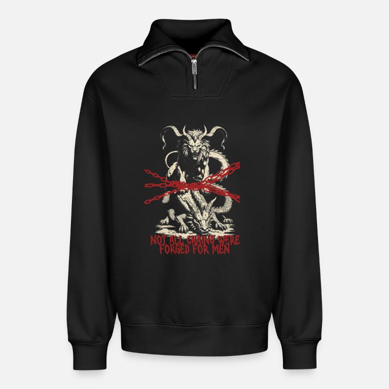 Chimera Creature Mythological Creatures - Relaxed Unisex Organic Half Zip Sweatshirt – by SPREAD - black