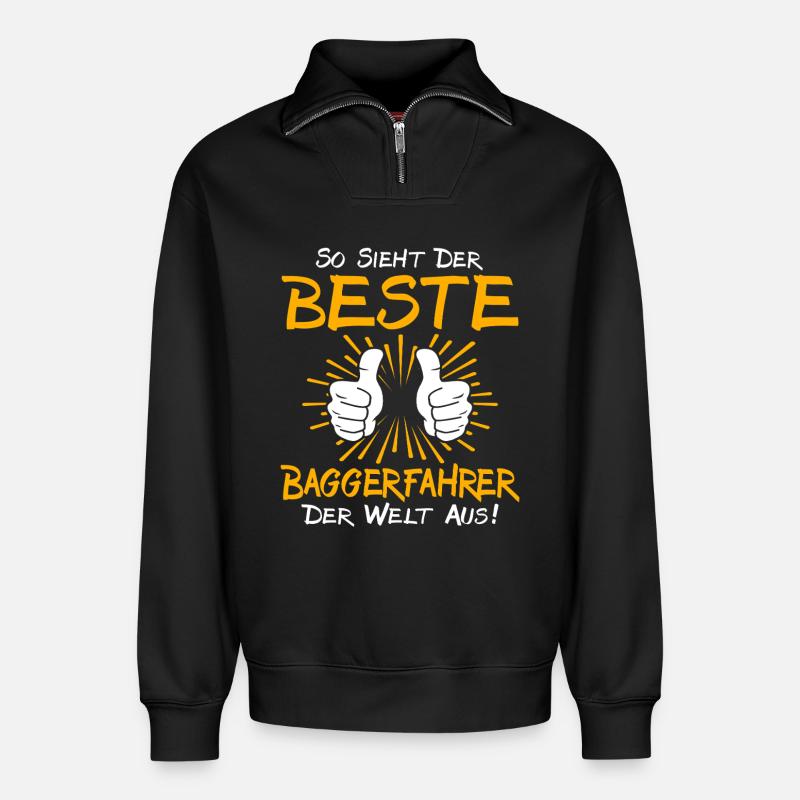 Baggerfahrer Geschenkidee - Relaxed Unisex Organic Half Zip Sweatshirt – von SPREAD - Schwarz