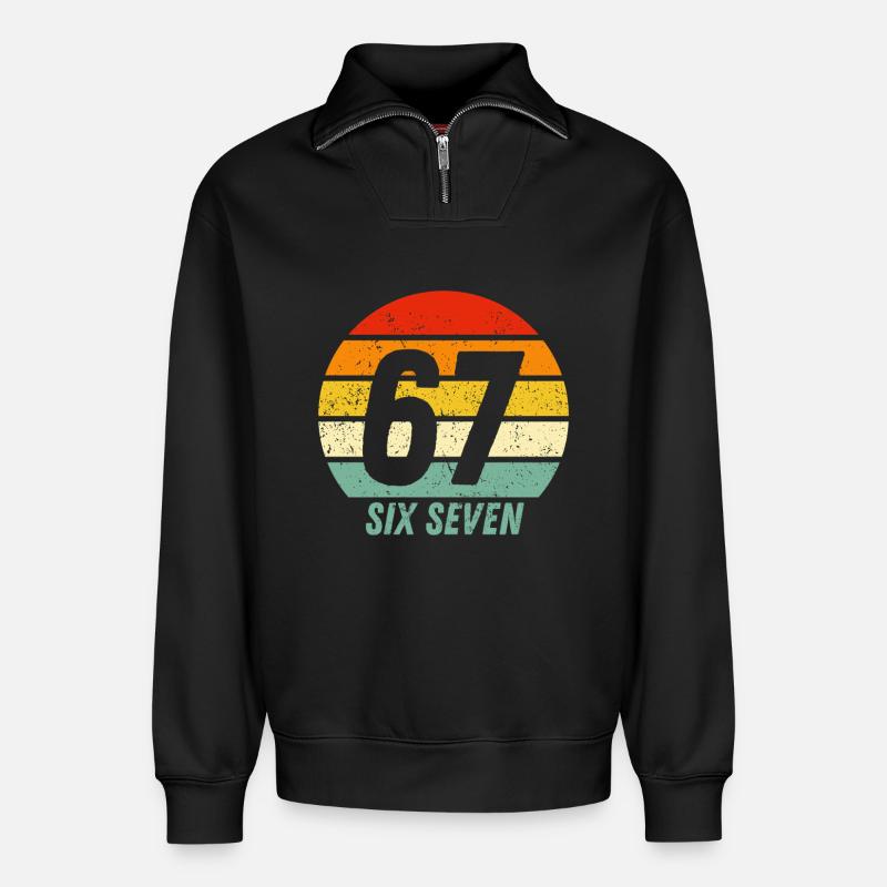 67 Six Seven - Relaxed Unisex Organic Half Zip Sweatshirt – von SPREAD - Schwarz