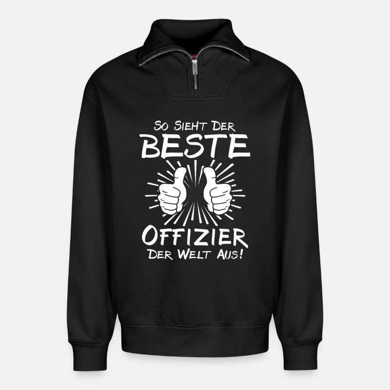 Bester Offizier - Relaxed Unisex Organic Half Zip Sweatshirt – von SPREAD - Schwarz