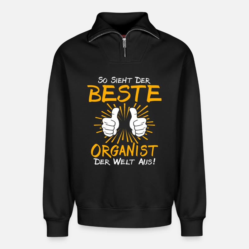 Organist Geschenkidee - Relaxed Unisex Organic Half Zip Sweatshirt – von SPREAD - Schwarz