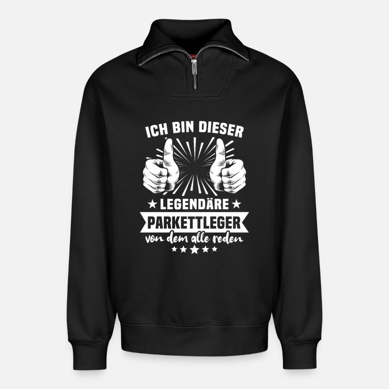 Parkettleger Legende - Relaxed Unisex Organic Half Zip Sweatshirt – von SPREAD - Schwarz