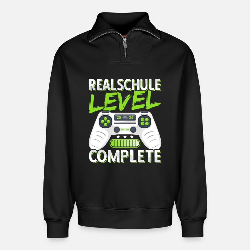 Realschule Abschluss 2026 Realschulabschluss Junge - Relaxed Unisex Organic Half Zip Sweatshirt – von SPREAD - Schwarz