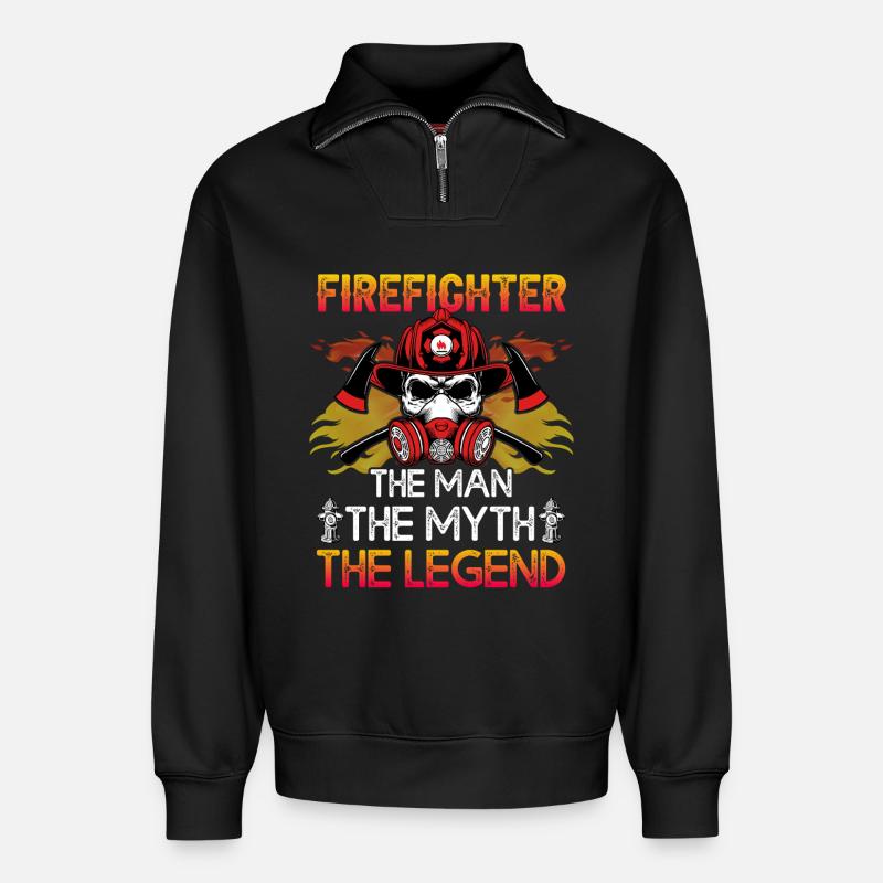 Fire brigade - Relaxed Unisex Organic Half Zip Sweatshirt – by SPREAD - black