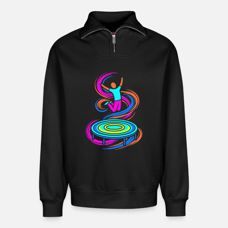 Trampolin Springer - Relaxed Unisex Organic Half Zip Sweatshirt – von SPREAD - Schwarz