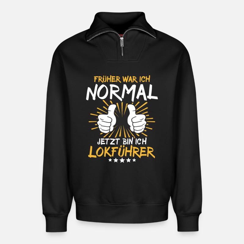 Lokführer Spruch - Relaxed Unisex Organic Half Zip Sweatshirt – von SPREAD - Schwarz
