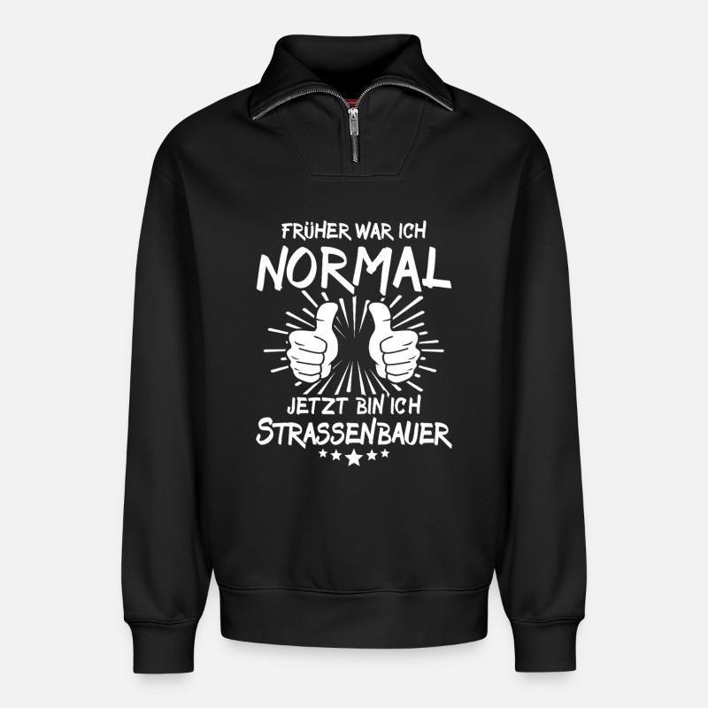 Strassenbauer - Relaxed Unisex Organic Half Zip Sweatshirt – von SPREAD - Schwarz
