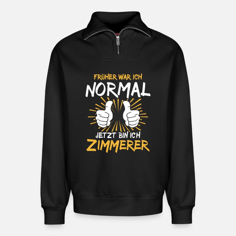 Zimmerer Spruch - Sweat unisexe décontracté en coton biologique à demi-zip – de SPREAD - noir