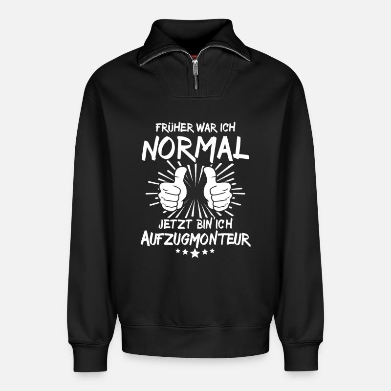 Elevator Technician - Relaxed Unisex Organic Half Zip Sweatshirt – by SPREAD - black