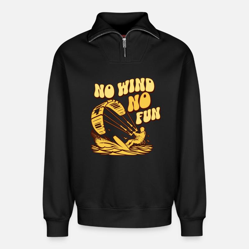 No Wind No Fun - Relaxed Unisex Organic Half Zip Sweatshirt – von SPREAD - Schwarz