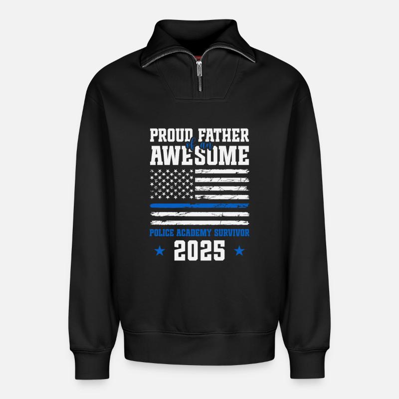 Stolzer Vater einer großartigen Polizeiakademie - Relaxed Unisex Organic Half Zip Sweatshirt – von SPREAD - Schwarz