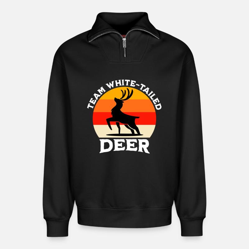 Équipe Cerf de Queue Blanche - Sweat unisexe décontracté en coton biologique à demi-zip – de SPREAD - noir