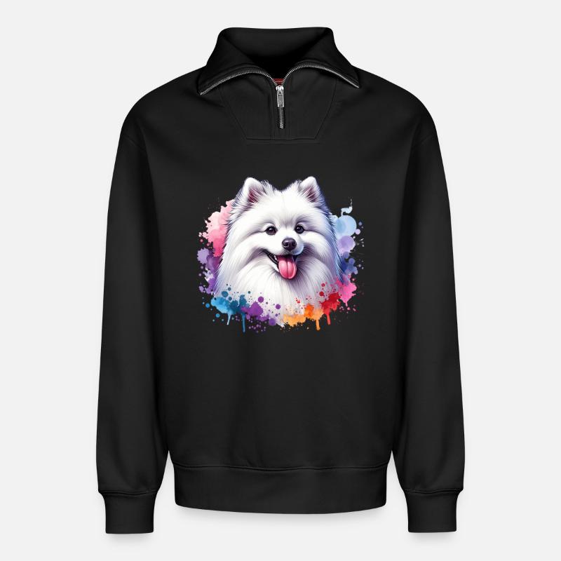 Spitz Zwergspitz Motiv - Relaxed Unisex Organic Half Zip Sweatshirt – von SPREAD - Schwarz