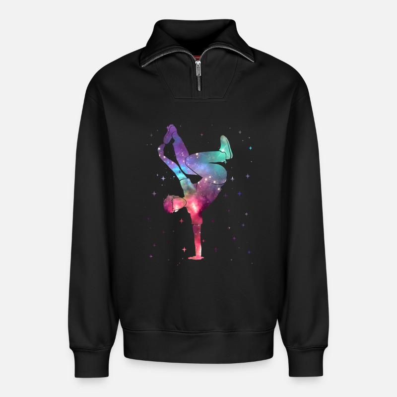 Breakdancing Breakdancer Weltraum Breakdance - Relaxed Unisex Organic Half Zip Sweatshirt – von SPREAD - Schwarz