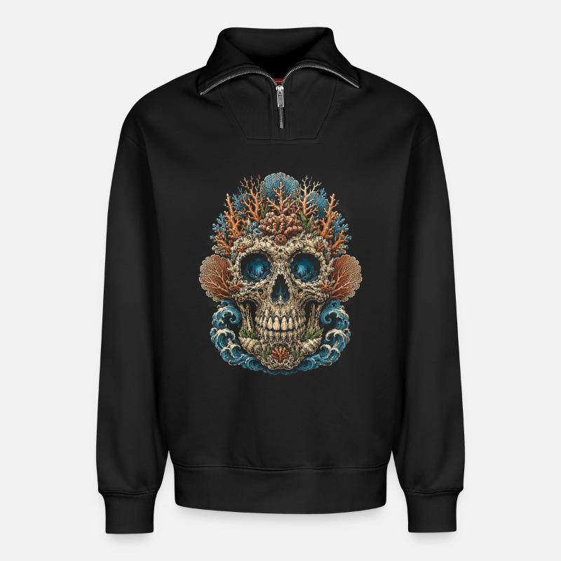 Belize Belizean Root - Relaxed Unisex Organic Half Zip Sweatshirt – by SPREAD - black