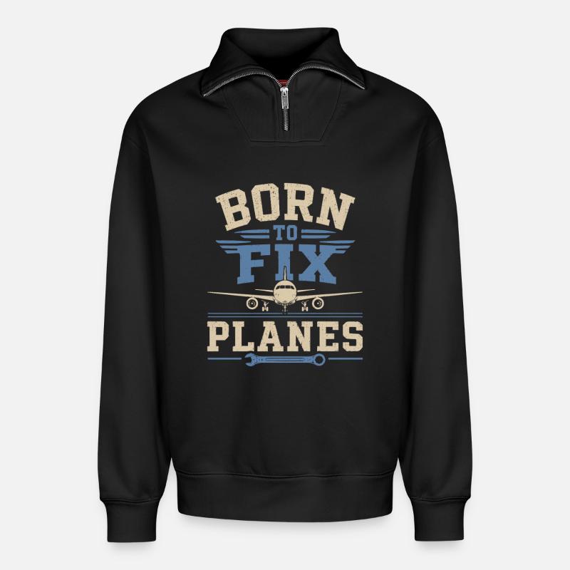 Luftfahrt Ingenieur Flugzeugtechnik Wartung - Relaxed Unisex Organic Half Zip Sweatshirt – von SPREAD - Schwarz